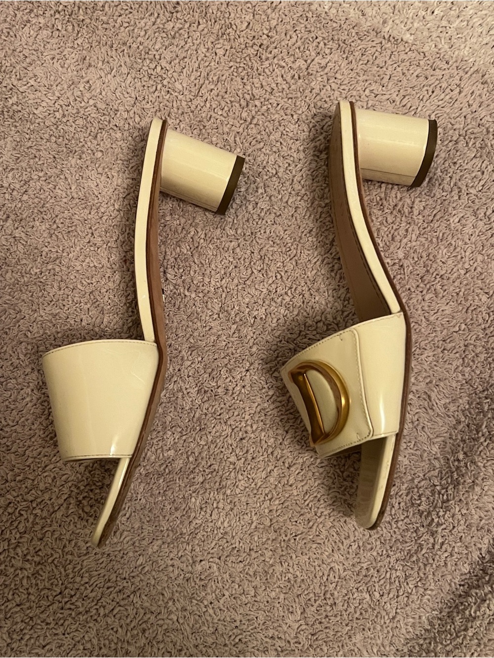 Dior Cream Leather Slide Mules with Gold CD Emblems - Picture 5 of 9